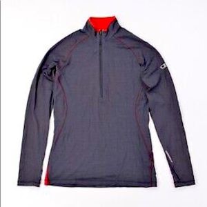Icebreaker GT 200 LS Merino Wool Zip Top Baselayer Gray/Red Size M